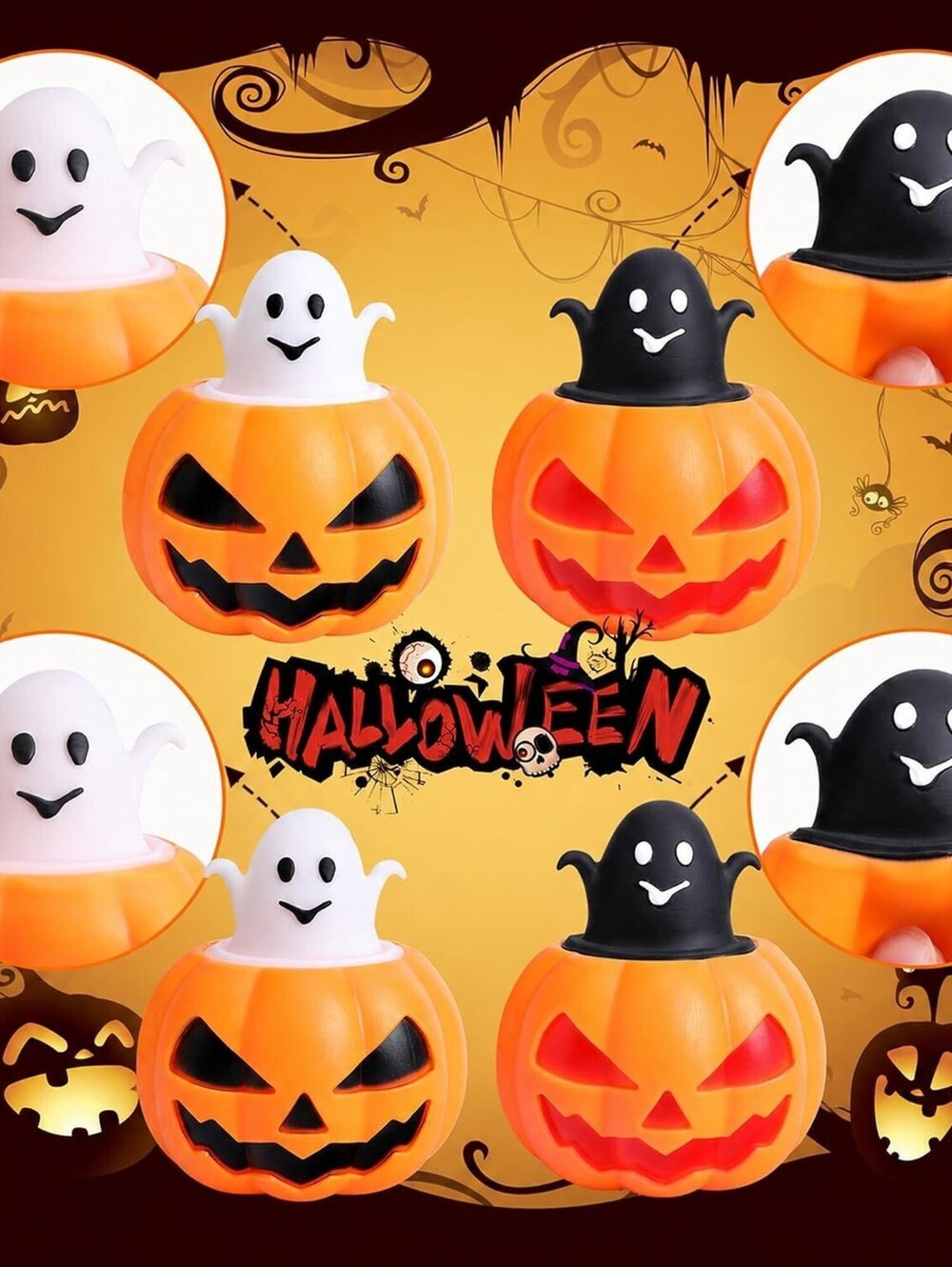 12 Pcs Halloween Pumpkin Squishy Toy, 2 Colors Pumpkin Relieve Stress